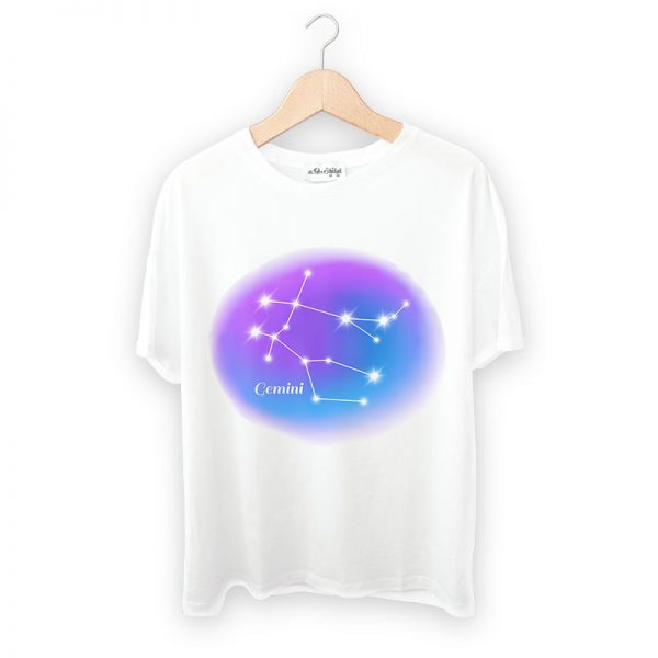 خرید اینترنتی تیشرت سفید با نماد ماه تولد خرداد Gemini